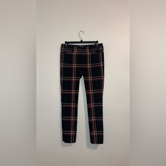 LOFT Black and Burgundy Plaid Pants size 00P - Picture 1 of 3